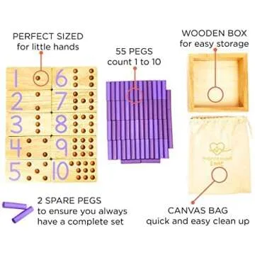 Counting Peg Board - Montessori Math and Numbers for Kids - Wooden Math Manipulatives Materials