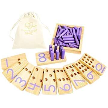 Counting Peg Board - Montessori Math and Numbers for Kids - Wooden Math Manipulatives Materials