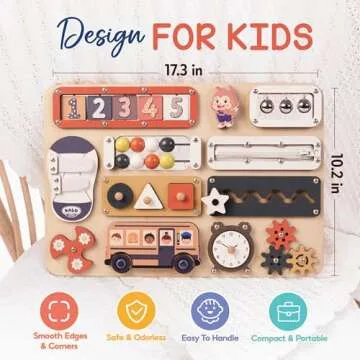 Kalotoys Large Busy Board Montessori Toys for 1 2 3 Year Old - Sensory Toys for Toddlers 1-3 - Fine Motor Skills & Early Learning - Montessori Gift for Boys & Girls - Travel-Friendly & Safe