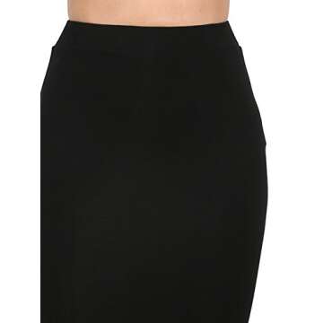 MakeMeChic Women's Solid Basic Below Knee Stretchy Pencil Skirt Black M