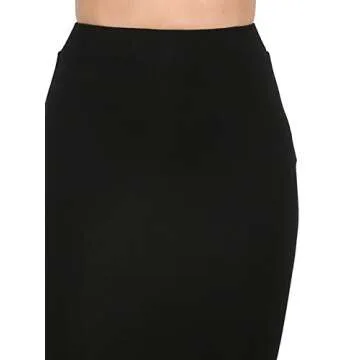 MakeMeChic Women's Solid Basic Below Knee Stretchy Pencil Skirt Black M