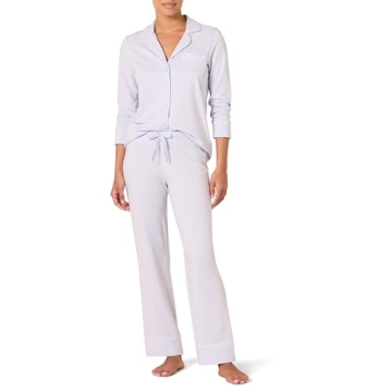 Amazon Essentials Women's Cotton Modal Long-Sleeve Pajama Set in Pale Blue
