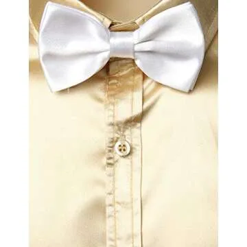 ZEROYAA Men's Luxury Shiny Silk Like Satin Button Up Dress Shirts ZLCL14-Champagne XX-Large