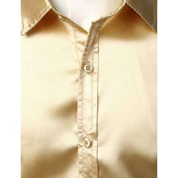 ZEROYAA Men's Luxury Shiny Silk Like Satin Button Up Dress Shirts ZLCL14-Champagne XX-Large