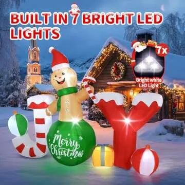 Christmas Inflatable Outdoor Decorations, 6 X 8 FT Gingerbread Large Blow Up Yard Decor with 7 LED Lights, Christmas Party Outdoor, Yard, Garden, Lawn Winter Decorations Ornaments