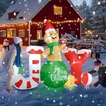 Christmas Inflatable Outdoor Decorations, 6 X 8 FT Gingerbread Large Blow Up Yard Decor with 7 LED Lights, Christmas Party Outdoor, Yard, Garden, Lawn Winter Decorations Ornaments