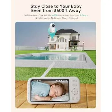 Jartoo 2K Video Baby Monitor with Camera and Audio, 3600ft Long Range Baby Monitor No WiFi 5.5" FHD Screen ANC Baby Camera Wireless, Room, Portable, Night Vision, 2-Way Talk, AI Cry Detect, 6000mAh
