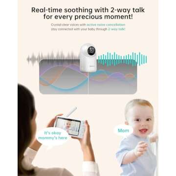 Jartoo 2K Video Baby Monitor with Camera and Audio, 3600ft Long Range Baby Monitor No WiFi 5.5" FHD Screen ANC Baby Camera Wireless, Room, Portable, Night Vision, 2-Way Talk, AI Cry Detect, 6000mAh