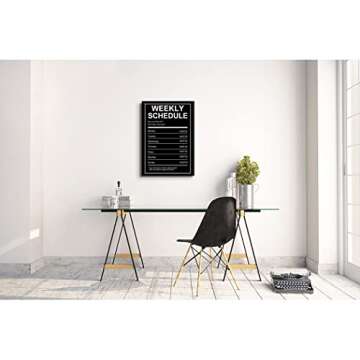 Weekly Schedule Black & White Wall Art Canvas Print Office Decor Inspiring Framed Prints Inspirational Quotes for Wall Art Decoration Ready to Hang