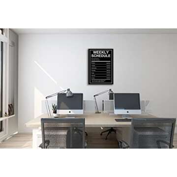 Weekly Schedule Black & White Wall Art Canvas Print Office Decor Inspiring Framed Prints Inspirational Quotes for Wall Art Decoration Ready to Hang