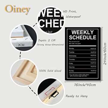 Weekly Schedule Black & White Wall Art Canvas Print Office Decor Inspiring Framed Prints Inspirational Quotes for Wall Art Decoration Ready to Hang