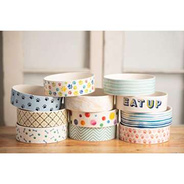 Park Life Designs - Ceramic Bowl for Dogs, Cats and Pets, Stylish Daze Design, Heavyweight and Non Slip, Skid Free, Chew Proof, Durable, Microwave and Dishwasher Safe (Small, Gold Marble)