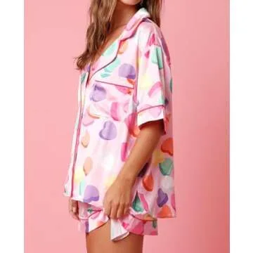 Yiulangde Cute Silk Satin Pajama Set for Women