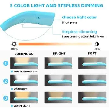 LED Neck Reading Light,Book Light for Reading in Bed,Adjustable Brightness Desk Lamp,3 Color Reading...