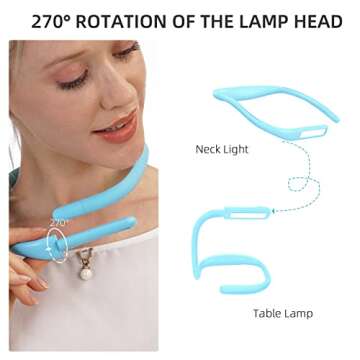LED Neck Reading Light,Book Light for Reading in Bed,Adjustable Brightness Desk Lamp,3 Color Reading Light,Light with Bendable Arms for Repairing,Night Running,Walking,Knitting,Camping(1 PCS)