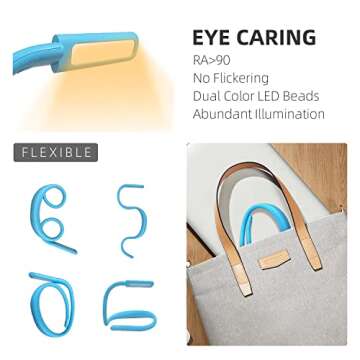 LED Neck Reading Light,Book Light for Reading in Bed,Adjustable Brightness Desk Lamp,3 Color Reading Light,Light with Bendable Arms for Repairing,Night Running,Walking,Knitting,Camping(1 PCS)