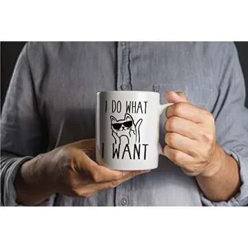 CBTwear I Do What I Want - 11oz Ceramic Coffee Mug - Cat Lover Gifts For Women - Funny Crazy Grumpy ...