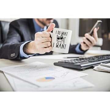 CBTwear I Do What I Want - 11oz Ceramic Coffee Mug - Cat Lover Gifts For Women - Funny Crazy Grumpy Cat Mom Or Dad - Inspirational & Sarcastic Mug Gifts For Bosses, Employees, Family And Friends