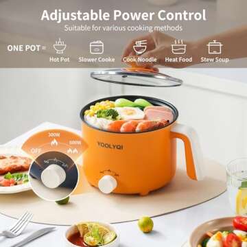 Hot Pot Electric Ramen Cooker: YOOLYQI 1.5 L Portable Lazy Pot, Dual Power Regulation, Suitable for ...
