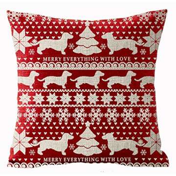 Bohemian Dachshund Christmas Pillow Cover for Holiday Decor