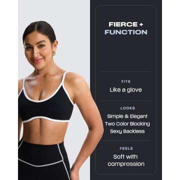 Aoxjox Women's Color Block Workout Sports Bra - Stylish Athletic Wear