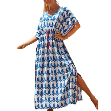 MEILING Women's Print Kaftan Nightgown Long Caftans Beach Maxi Dress Bikini Swimsuit Bathing Suit Co...