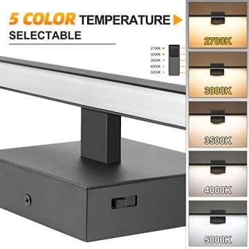 NIORSUN 23.6 inch Black Bathroom Vanity Light, 14W 5CCT Dimmable LED Light Fixture Over Mirror, Mode...