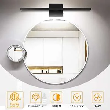 NIORSUN 23.6 inch Black Bathroom Vanity Light, 14W 5CCT Dimmable LED Light Fixture Over Mirror, Modern Vanity Light for Restroom - ETL Certified