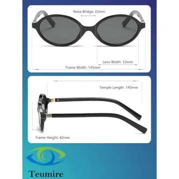 Teumire Retro Oval Sunglasses Stylish Shield for Summer
