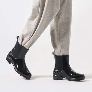 planone Short rain Boots for Women and Waterproof Garden Shoes，Anti-Slipping White Chelsea Rainboots for Ladies with Comfortable Insoles，Stylish Light Ankle rain Shoes and Outdoor Work Shoes