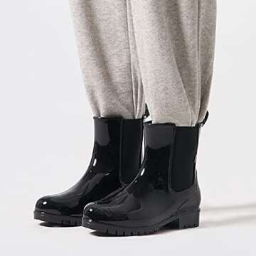 planone Short rain Boots for Women and Waterproof Garden Shoes，Anti-Slipping White Chelsea Rainboots for Ladies with Comfortable Insoles，Stylish Light Ankle rain Shoes and Outdoor Work Shoes