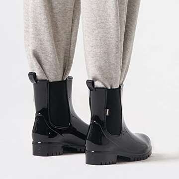 planone Short rain Boots for Women and Waterproof Garden Shoes，Anti-Slipping White Chelsea Rainboots for Ladies with Comfortable Insoles，Stylish Light Ankle rain Shoes and Outdoor Work Shoes