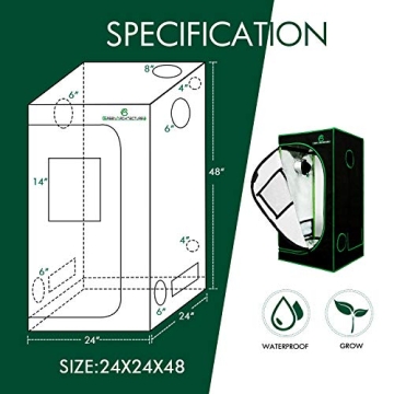 GA Grow Tent 24x24x48 Reflective Mylar Hydroponic Grow Tent with Observation Window and Waterproof Floor Tray for Indoor Plant Growing 2x2 (24x24x48)