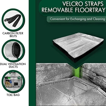 GA Grow Tent 24x24x48 Reflective Mylar Hydroponic Grow Tent with Observation Window and Waterproof Floor Tray for Indoor Plant Growing 2x2 (24x24x48)