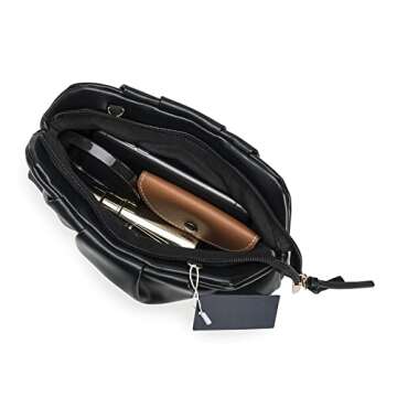 CHARMING TAILOR Chic Soft Vegan Leather Clutch Bag Dressy Pleated PU Evening Purse for Women (Black)