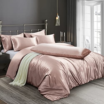 Ersmak 6 Pieces Satin Duvet Cover California King Luxury Silky Bedding Duvet Cover Set with 1 Soft D...