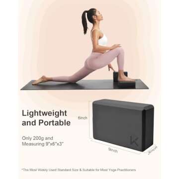 Yoga Block, High Density EVA Foam Blocks for Yoga, Pilates, Meditation, Aid Balance, Support and Deepen Poses - Non-Slip Lightweight Durable(2-Pack-Grey)