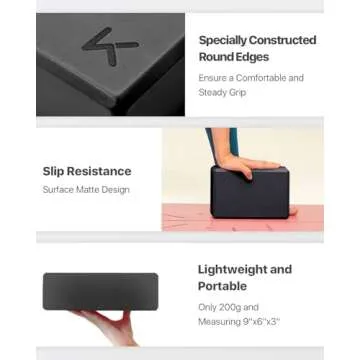 Yoga Block, High Density EVA Foam Blocks for Yoga, Pilates, Meditation, Aid Balance, Support and Deepen Poses - Non-Slip Lightweight Durable(2-Pack-Grey)