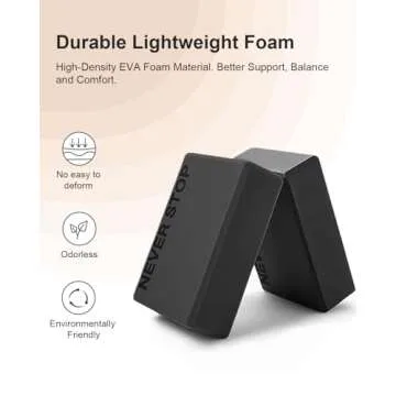 Yoga Block, High Density EVA Foam Blocks for Yoga, Pilates, Meditation, Aid Balance, Support and Deepen Poses - Non-Slip Lightweight Durable(2-Pack-Grey)