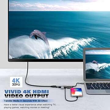 USB C Hub Multiport Adapter - 6 in 1 Portable Dongle with 4K HDMI, 3 USB 3.0 Ports, ,SD/Micro SD Card Reader Compatible for MacBook Pro, XPS More Type C Devices,Space Grey