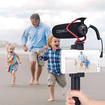 COMICA CVM-V30 LITE Video Microphone for Cameras - Super-Cardioid Directional Shotgun Mic for DSLR, Canon, Nikon, Sony, Panasonic, iPhone & Android Smartphones (Red)