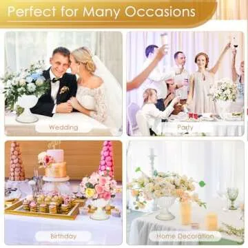 AZXTOPSEZ White Flower Vases for Centerpieces: Wedding Compote Bowl 5.1 Inch Small Urn Vase Metal Pedestal Vase for Table Party Event Home Set of 2