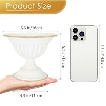 AZXTOPSEZ White Flower Vases for Centerpieces: Wedding Compote Bowl 5.1 Inch Small Urn Vase Metal Pedestal Vase for Table Party Event Home Set of 2
