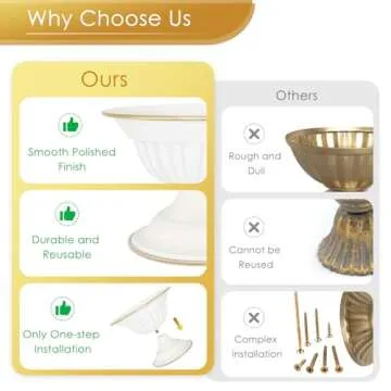 AZXTOPSEZ White Flower Vases for Centerpieces: Wedding Compote Bowl 5.1 Inch Small Urn Vase Metal Pedestal Vase for Table Party Event Home Set of 2