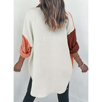 Dokotoo Women's Lightweight Stylish Long Sleeve V Neck Collared Button Down Shirts Soft Comfy Casual...