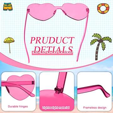 TOODOO Heart Shaped Sunglasses 4 Pack Stylish Eyewear