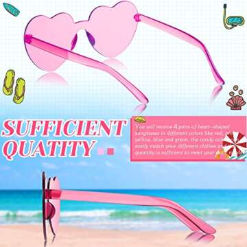 TOODOO Heart Shaped Sunglasses 4 Pack Stylish Eyewear