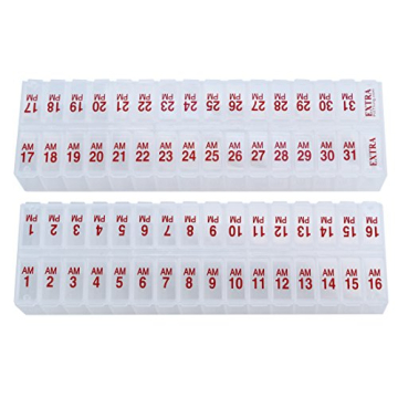 Twice-a-Day Monthly Large Pill Organizer Set - AM/PM Medication Organizer Box Set Contains 2 Organiz...