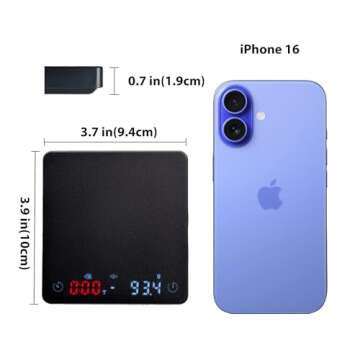 MiiCoffee Nano Coffee Scale with Timer, Espresso Scale with Auto Tare, Touch Sensor and Silicone Cov...