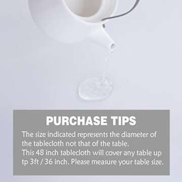 FOLINS&HOME White Round Tablecloth 48 Inch Waterproof Heavy Duty Wrinkle Free Polyester Fabric Table...